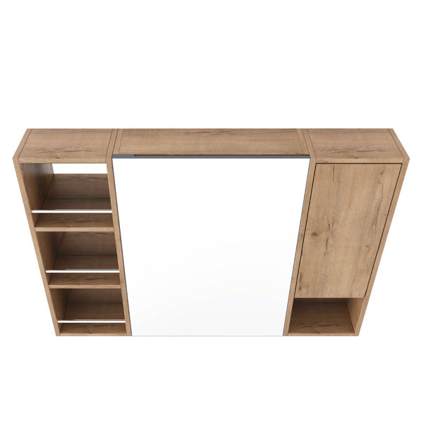English Elm 39.4 Inch Wall Mounted Bathroom Mirror Cabinet with Adjustable Shelves and Plywood Body W999S00550