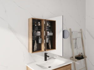 English Elm 31.88 Inch Wall Mounted Bathroom Medicine Cabinet with Mirror and Adjustable Shelves W999S00552