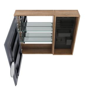 English Elm 31.88 Inch Wall Mounted Bathroom Medicine Cabinet with Mirror and Adjustable Shelves W999S00552