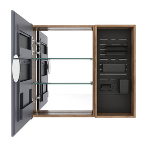 English Elm 31.88 Inch Wall Mounted Bathroom Medicine Cabinet with Mirror and Adjustable Shelves W999S00552