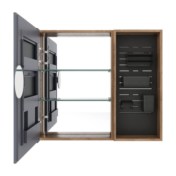 English Elm 31.88 Inch Wall Mounted Bathroom Medicine Cabinet with Mirror and Adjustable Shelves W999S00552