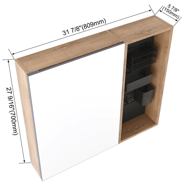 English Elm 31.88 Inch Wall Mounted Bathroom Medicine Cabinet with Mirror and Adjustable Shelves W999S00552