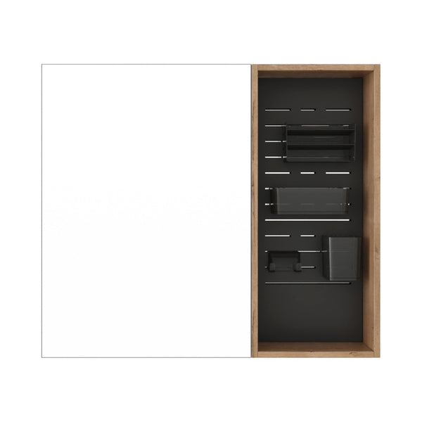 English Elm 31.88 Inch Wall Mounted Bathroom Medicine Cabinet with Mirror and Adjustable Shelves W999S00552