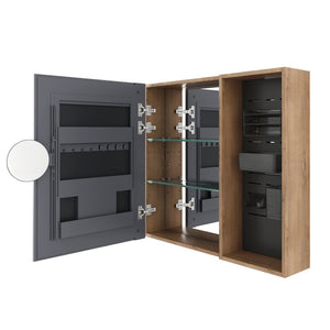 English Elm 31.88 Inch Wall Mounted Bathroom Medicine Cabinet with Mirror and Adjustable Shelves W999S00552