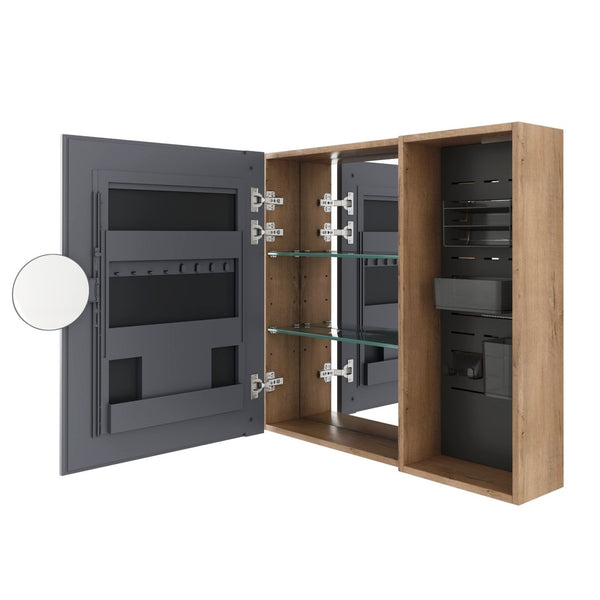 English Elm 31.88 Inch Wall Mounted Bathroom Medicine Cabinet with Mirror and Adjustable Shelves W999S00552