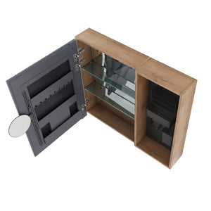 English Elm 31.88 Inch Wall Mounted Bathroom Medicine Cabinet with Mirror and Adjustable Shelves W999S00552