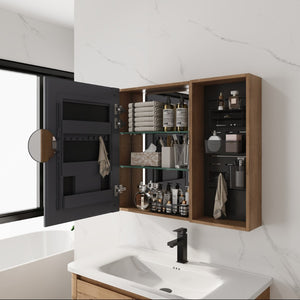 English Elm 31.88 Inch Wall Mounted Bathroom Medicine Cabinet with Mirror and Adjustable Shelves W999S00552