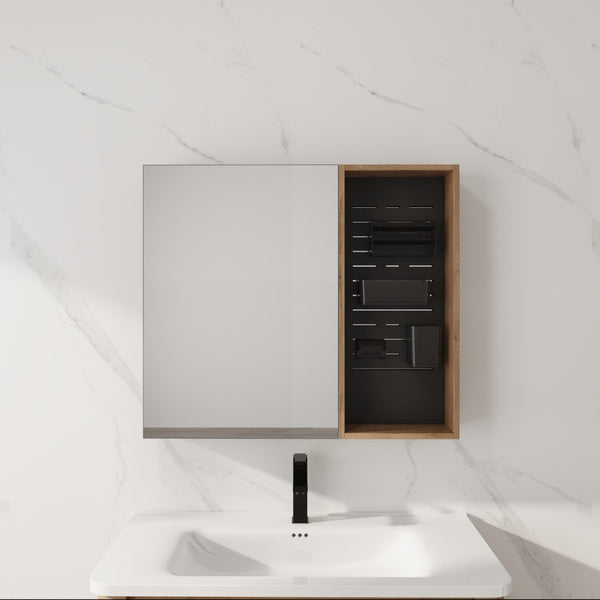 English Elm 31.88 Inch Wall Mounted Bathroom Medicine Cabinet with Mirror and Adjustable Shelves W999S00552
