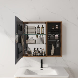 English Elm 31.88 Inch Wall Mounted Bathroom Medicine Cabinet with Mirror and Adjustable Shelves W999S00552