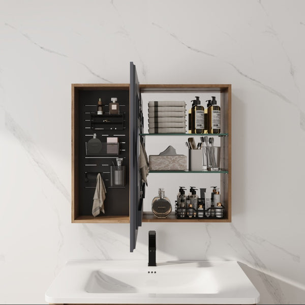 English Elm 31.88 Inch Wall Mounted Bathroom Medicine Cabinet with Mirror and Adjustable Shelves W999S00552