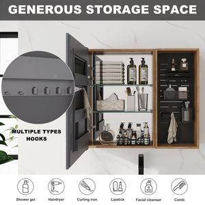 English Elm 31.88 Inch Wall Mounted Bathroom Medicine Cabinet with Mirror and Adjustable Shelves W999S00552