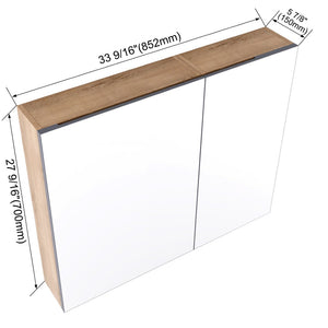 English Elm 33.56'' Wall Mounted Medicine Cabinet Set with Mirror Door and Adjustable Glass Shelves W999S00553
