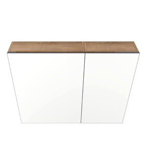 English Elm 33.56'' Wall Mounted Medicine Cabinet Set with Mirror Door and Adjustable Glass Shelves W999S00553