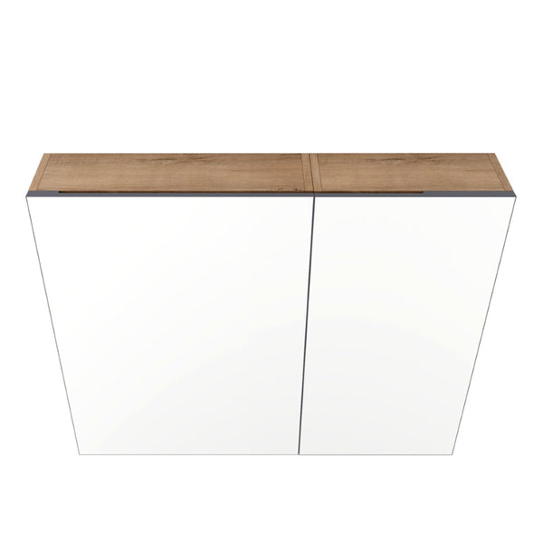 English Elm 33.56'' Wall Mounted Medicine Cabinet Set with Mirror Door and Adjustable Glass Shelves W999S00553