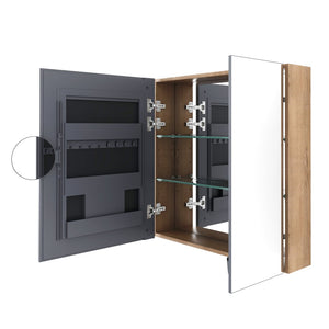 English Elm 33.56'' Wall Mounted Medicine Cabinet Set with Mirror Door and Adjustable Glass Shelves W999S00553