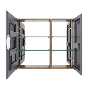 English Elm 33.56'' Wall Mounted Medicine Cabinet Set with Mirror Door and Adjustable Glass Shelves W999S00553