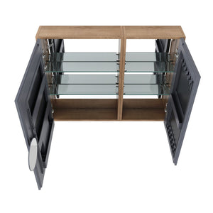 English Elm 33.56'' Wall Mounted Medicine Cabinet Set with Mirror Door and Adjustable Glass Shelves W999S00553