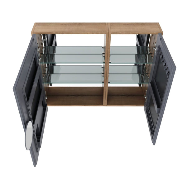 English Elm 33.56'' Wall Mounted Medicine Cabinet Set with Mirror Door and Adjustable Glass Shelves W999S00553