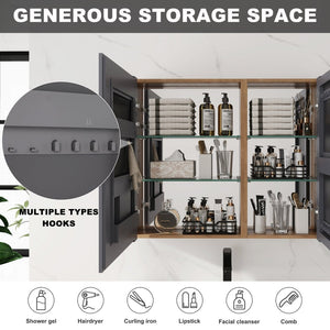 English Elm 33.56'' Wall Mounted Medicine Cabinet Set with Mirror Door and Adjustable Glass Shelves W999S00553