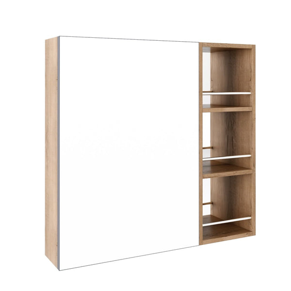 English Elm 29.63 Inch Wall Mounted Bathroom Mirror Cabinet with Adjustable Shelves and Jewelry Storage W999S00554
