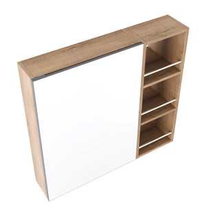 English Elm 29.63 Inch Wall Mounted Bathroom Mirror Cabinet with Adjustable Shelves and Jewelry Storage W999S00554
