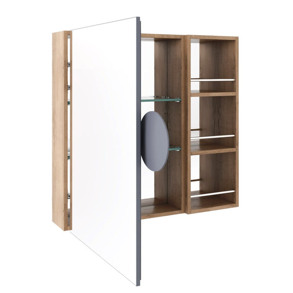 English Elm 29.63 Inch Wall Mounted Bathroom Mirror Cabinet with Adjustable Shelves and Jewelry Storage W999S00554