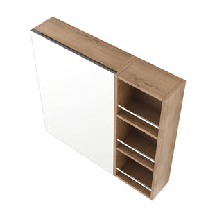 English Elm 29.63 Inch Wall Mounted Bathroom Mirror Cabinet with Adjustable Shelves and Jewelry Storage W999S00554