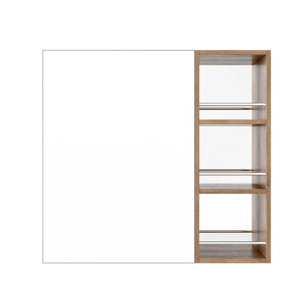 English Elm 29.63 Inch Wall Mounted Bathroom Mirror Cabinet with Adjustable Shelves and Jewelry Storage W999S00554