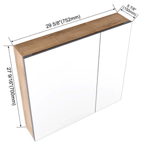 English Elm 29.63 Inch Wall Mounted Medicine Cabinet Set with Mirrored Doors and Adjustable Shelves W999S00555