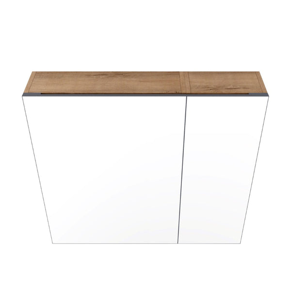 English Elm 29.63 Inch Wall Mounted Medicine Cabinet Set with Mirrored Doors and Adjustable Shelves W999S00555
