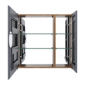 English Elm 29.63 Inch Wall Mounted Medicine Cabinet Set with Mirrored Doors and Adjustable Shelves W999S00555