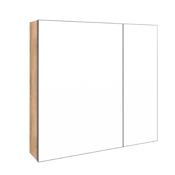 English Elm 29.63 Inch Wall Mounted Medicine Cabinet Set with Mirrored Doors and Adjustable Shelves W999S00555