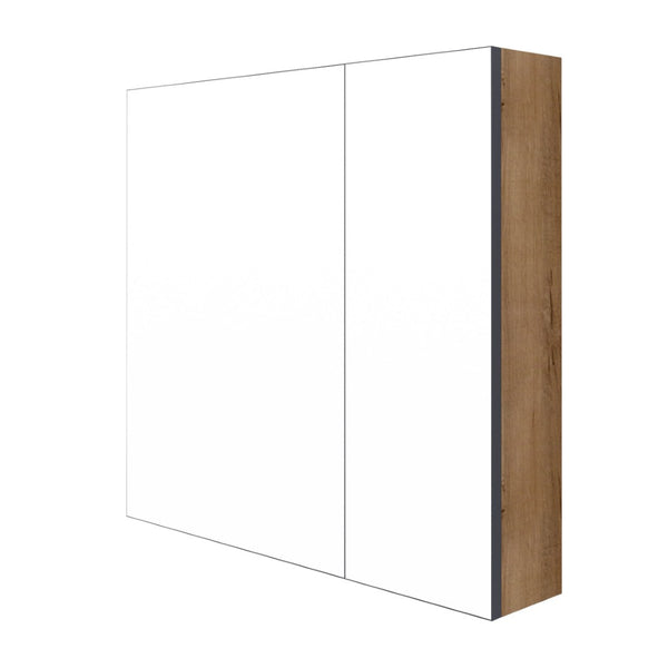 English Elm 29.63 Inch Wall Mounted Medicine Cabinet Set with Mirrored Doors and Adjustable Shelves W999S00555