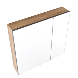 English Elm 29.63 Inch Wall Mounted Medicine Cabinet Set with Mirrored Doors and Adjustable Shelves W999S00555