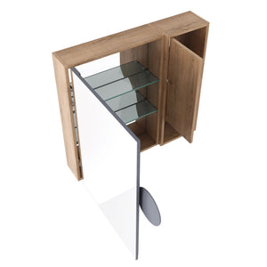 English Elm 29.63 Inch Plywood Medicine Cabinet Wall Mount with Glass Shelves and Jewelry Organizer W999S00557