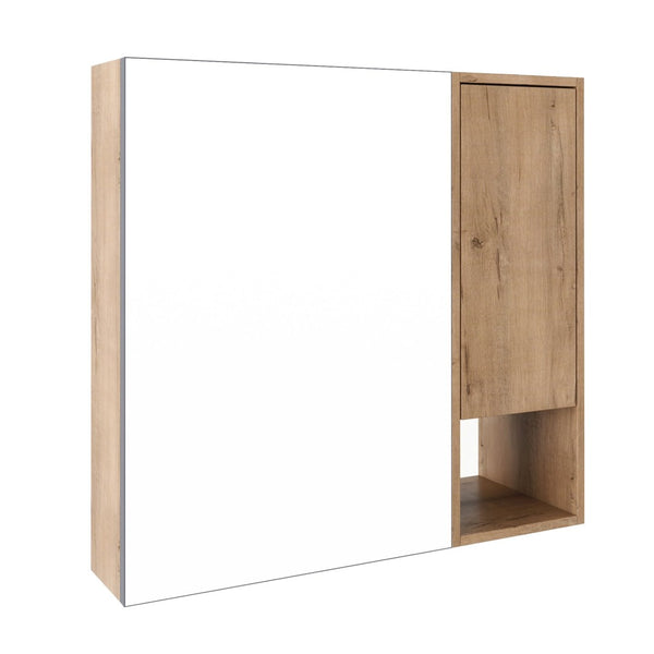 English Elm 29.63 Inch Plywood Medicine Cabinet Wall Mount with Glass Shelves and Jewelry Organizer W999S00557