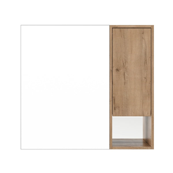 English Elm 29.63 Inch Plywood Medicine Cabinet Wall Mount with Glass Shelves and Jewelry Organizer W999S00557