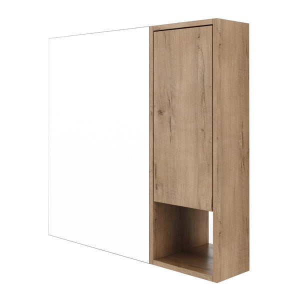 English Elm 29.63 Inch Plywood Medicine Cabinet Wall Mount with Glass Shelves and Jewelry Organizer W999S00557