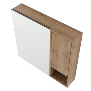 English Elm 29.63 Inch Plywood Medicine Cabinet Wall Mount with Glass Shelves and Jewelry Organizer W999S00557