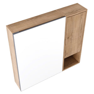 English Elm 29.63 Inch Plywood Medicine Cabinet Wall Mount with Glass Shelves and Jewelry Organizer W999S00557
