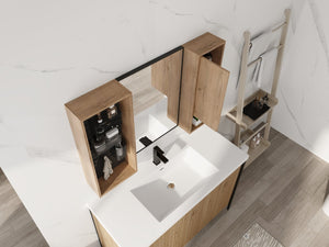 English Elm 41.6 Inch Wall Mounted Bathroom Medicine Cabinet with Mirror Soft Close Plywood Storage Soft Close Door with Accessories W999S00559