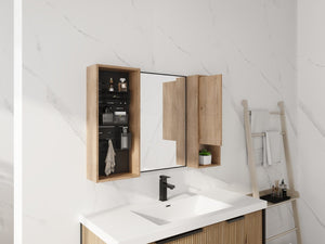 English Elm 41.6 Inch Wall Mounted Bathroom Medicine Cabinet with Mirror Soft Close Plywood Storage Soft Close Door with Accessories W999S00559
