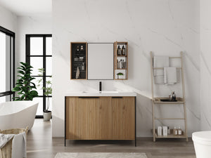 English Elm 41.6 Inch Wall Mounted Bathroom Medicine Cabinet with Mirror Soft Close Plywood Storage Soft Close Door with Accessories W999S00559