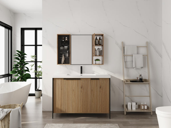 English Elm 41.6 Inch Wall Mounted Bathroom Medicine Cabinet with Mirror Soft Close Plywood Storage Soft Close Door with Accessories W999S00559