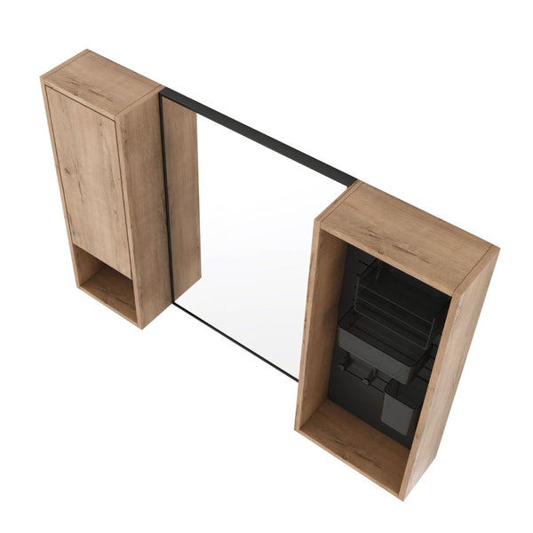 English Elm 41.6 Inch Wall Mounted Bathroom Medicine Cabinet with Mirror Soft Close Plywood Storage Soft Close Door with Accessories W999S00559