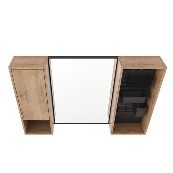 English Elm 41.6 Inch Wall Mounted Bathroom Medicine Cabinet with Mirror Soft Close Plywood Storage Soft Close Door with Accessories W999S00559