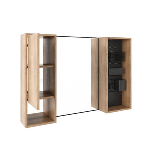 English Elm 41.6 Inch Wall Mounted Bathroom Medicine Cabinet with Mirror Soft Close Plywood Storage Soft Close Door with Accessories W999S00559