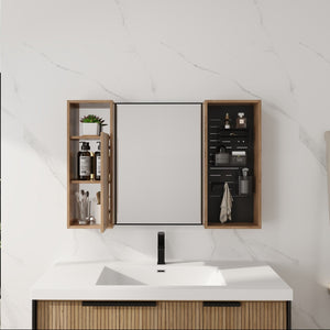 English Elm 41.6 Inch Wall Mounted Bathroom Medicine Cabinet with Mirror Soft Close Plywood Storage Soft Close Door with Accessories W999S00559