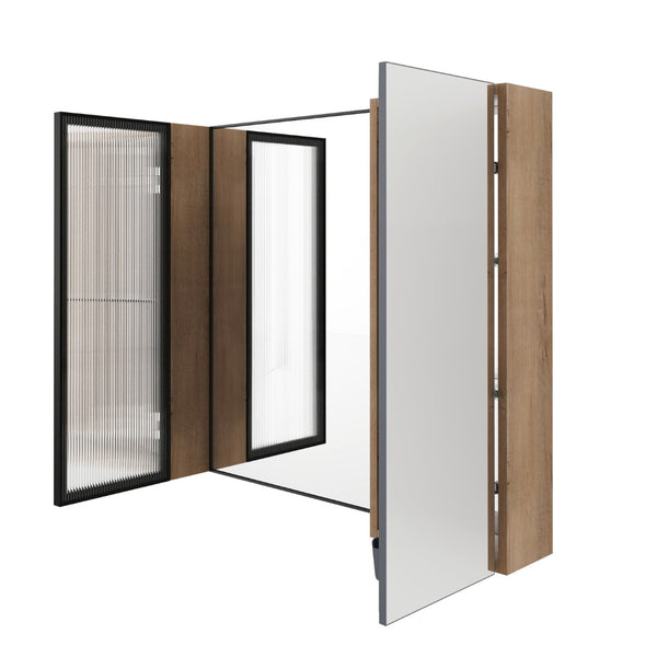 English Elm 39.4 Inch Wall Mounted Bathroom Medicine Cabinet with Soft Close Door and Glass Shelves W999S00560