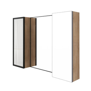 English Elm 39.4 Inch Wall Mounted Bathroom Medicine Cabinet with Soft Close Door and Glass Shelves W999S00560